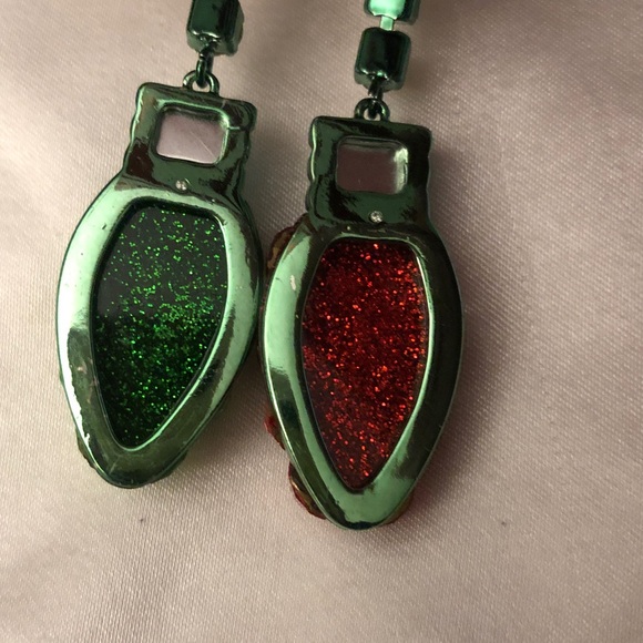 Betsey Johnson Jingle Bell Bling Linear Christmas Light Mismatch Drop Earrings - Picture 12 of 14
